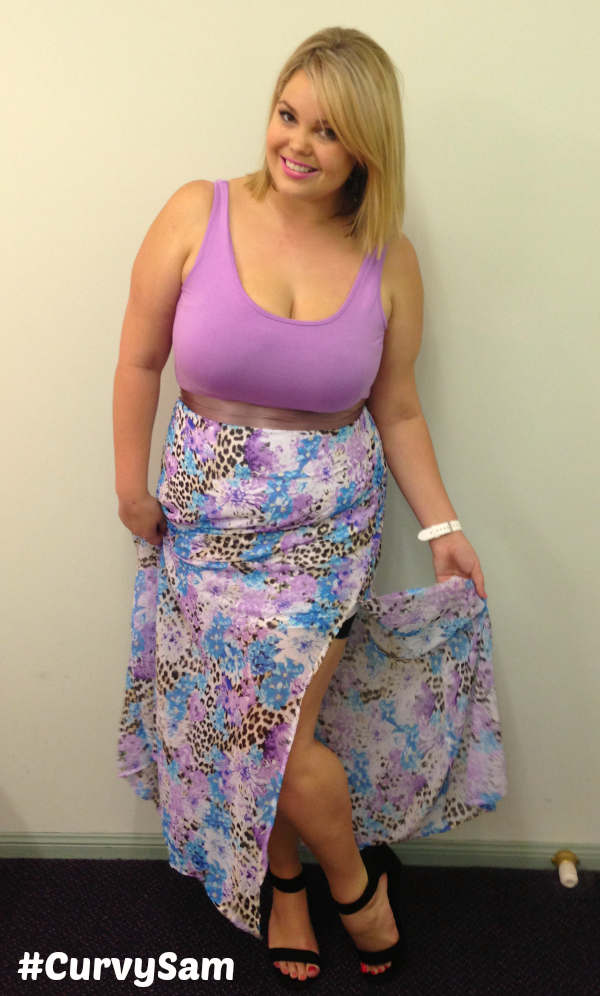 curvysam, maxi, kmart, purple, australian, fashion, blogger, how to wear a maxi, blonde, plus size
